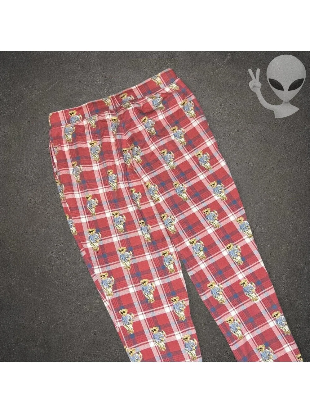 Polo Ralph Lauren Pajama Pants Mens US S Red Plaid Polo Bear Joggers